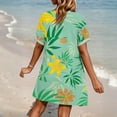 thumbnail image 2 of WULMLEO Women's Cover Up Short Sleeve Bathing Suit Floral Dress V Neck Beach Coverup Dress with Pockets Green 2XL, 2 of 4