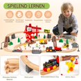 thumbnail image 2 of Juego de trenes de madera OMyBaby, 86 unidades, con grúa, para niños de 3 a 5 años, 2 of 7
