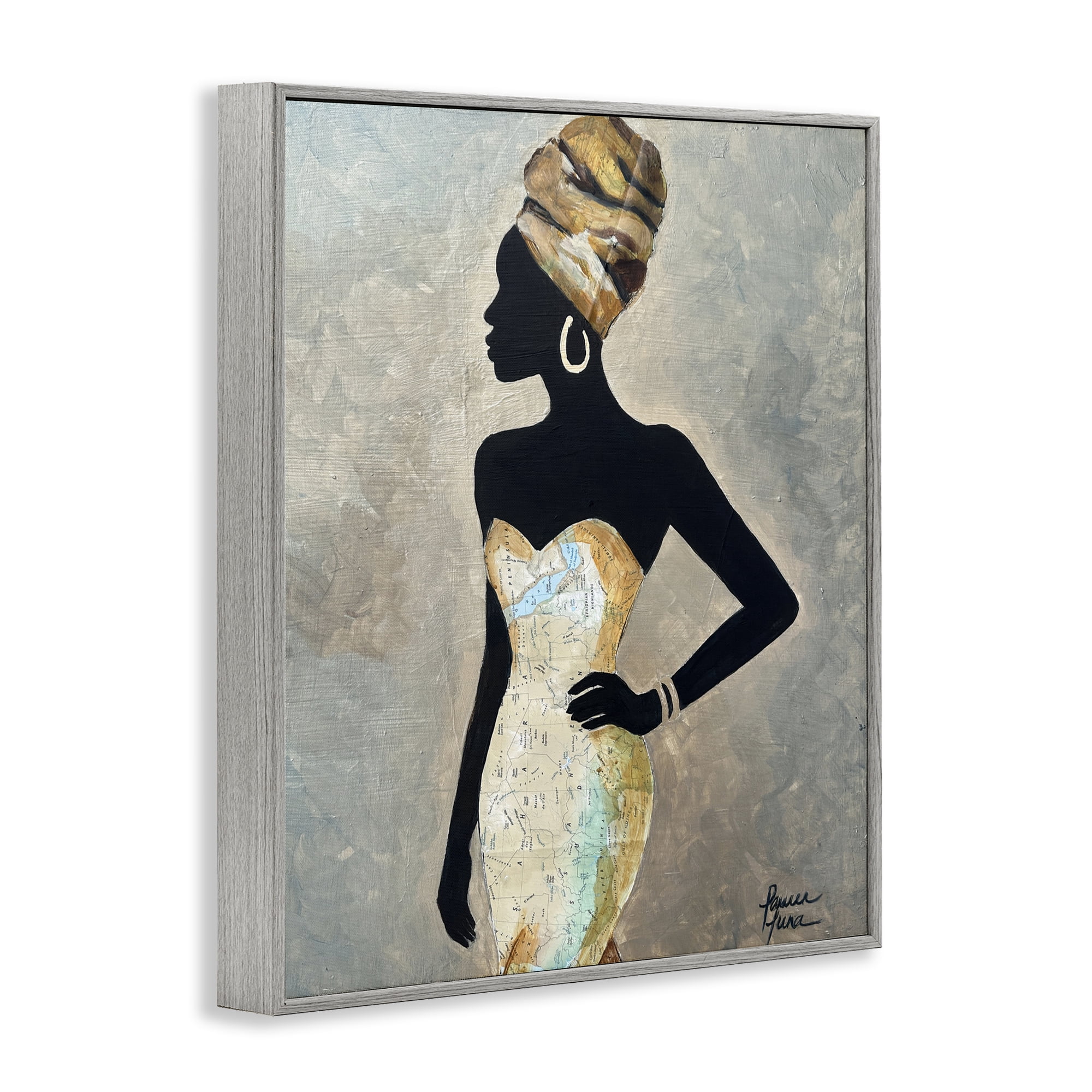 Stupell Industries Motherland Muse Fashion Portrait Gray Framed Giclee Art, design by Lauren Luna