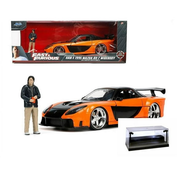 Diecast Car w/Display Case - 1995 Mazda RX-7 Widebody RHD w/Han Figure, Fast & Furious, Jada Toys 33174 - 1/24 scale Diecast Car