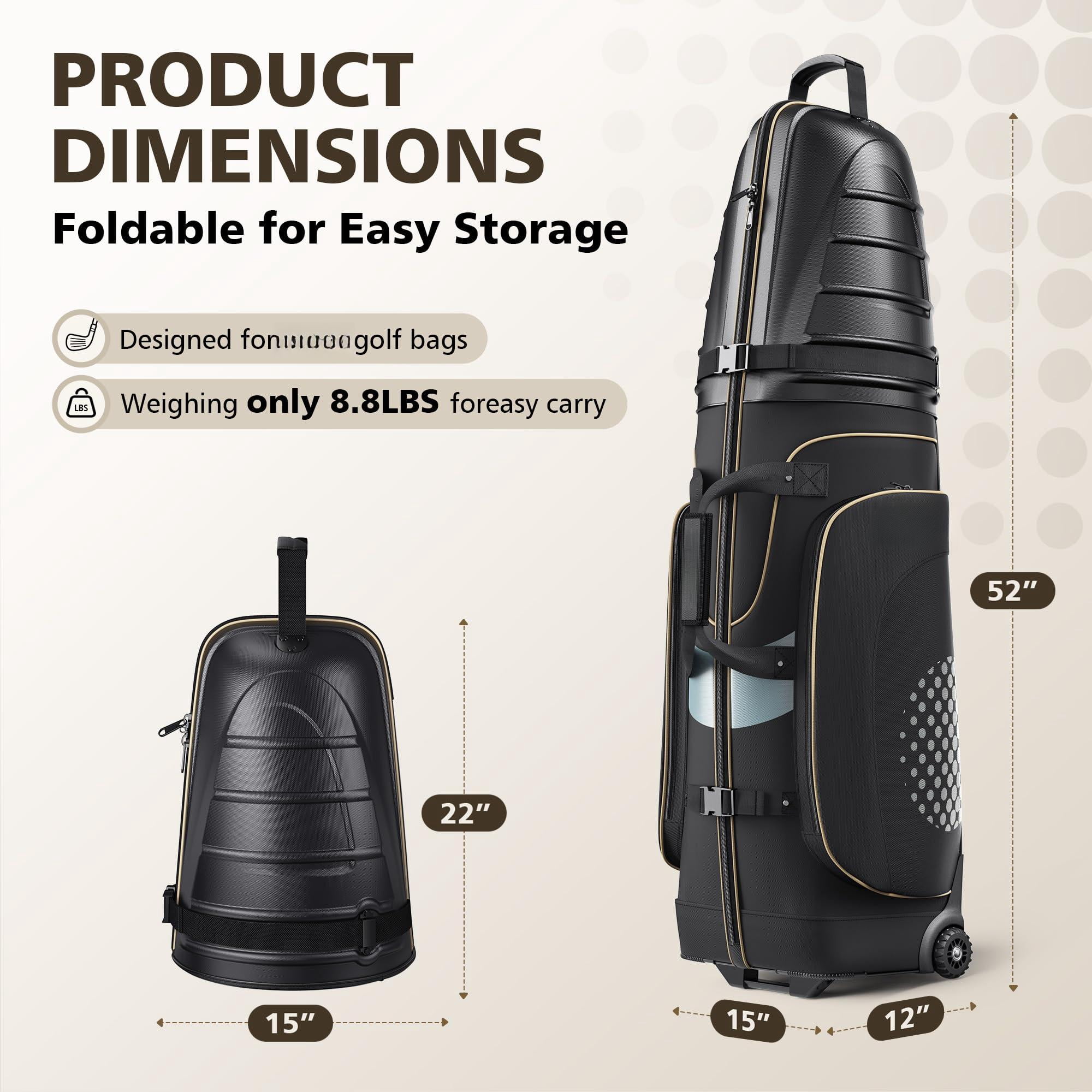 Golf Travel Bags For Airlines With Wheels  Hard Case Top And 1680d Heavy Duty Oxford Protect Clubs Lightweight Easy To Maneuver