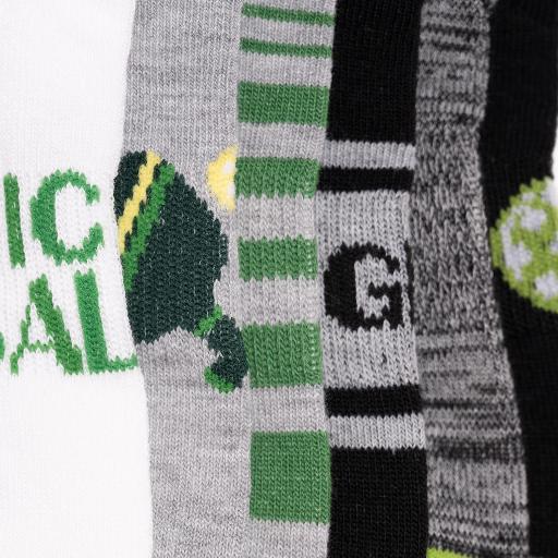 Muk Luks Men's 6 Pack Pickleball Ankle Socks, Black/Green, One Size