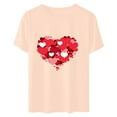 thumbnail image 4 of POTETI Women Valentines Day Shirts Tee Shirts for Women,Women Valentine's Day Gifts for Wife Beige Shirts Casual Crew Neck Heart Print Tops, 4 of 6