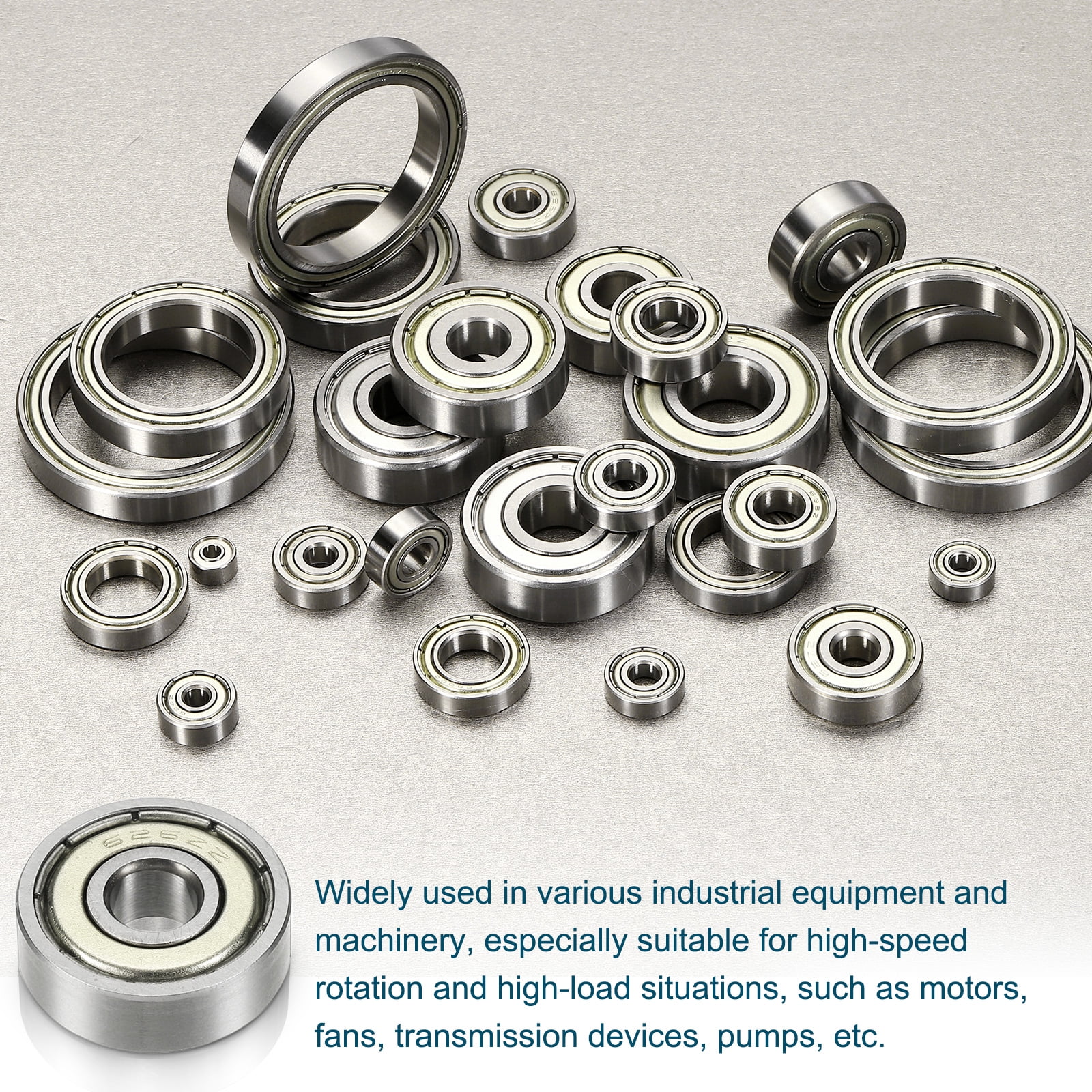 Uxcell 10 Pack 6201ZZ Deep Groove Ball Bearings, 12 x 32 x 10mm Silent Chrome Steel Double Shield Bearing for Electric Motor, Home Appliances, Industrial Machinery