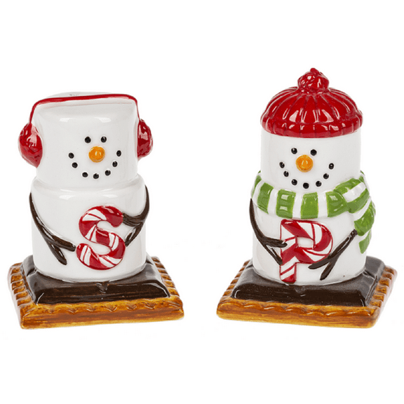 Ganz S'mores Salt & Pepper Shaker St - One Salt & Pepper Shaker Set 2.75 Inch, Ceramic - Snowman Mx177473