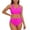 Hot Pink, variant on Women's Cross Back Tankini Swimsuit – Two Piece Solid Color Bathing Suit – High Waisted Bikini Set with Adjustable Ties – Size S-XX