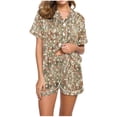 thumbnail image 1 of Birdeem Ensembles de Pyjama pour Femmes 2 Pcs Femmes Décontracté Imprimé Col Rabattu Manches Courtes Blouse Mode Pantalon Court Ensemble de Pyjama, 1 of 1