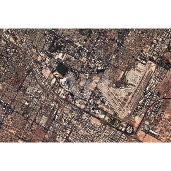 Satellite view of McCarran International Airport and surrounding area, Las Vegas, Nevada, USA, Scenic Unframed Photographic Print Wall Art Sold by ArtCom