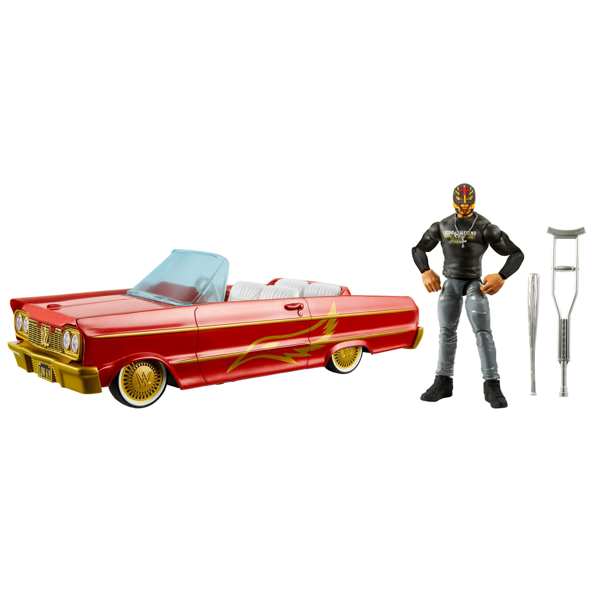 WWE Action Figure Vehicle Lucha Low Rider Car with Rey Mysterio