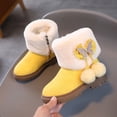 thumbnail image 4 of Qiangong Girls Boots Winter Girls Snow Boots Thick Bottom Non Slip Warm and Comfortable Solid Color Zipper Boots Toddler Boots Yellow 12, 4 of 5