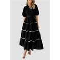 thumbnail image 3 of PRETTYGARDEN Women's Summer Button Down Shirt Dress Short Puffy Sleeve Tiered Ruffle Flowy Long Maxi Dresses, 3 of 6