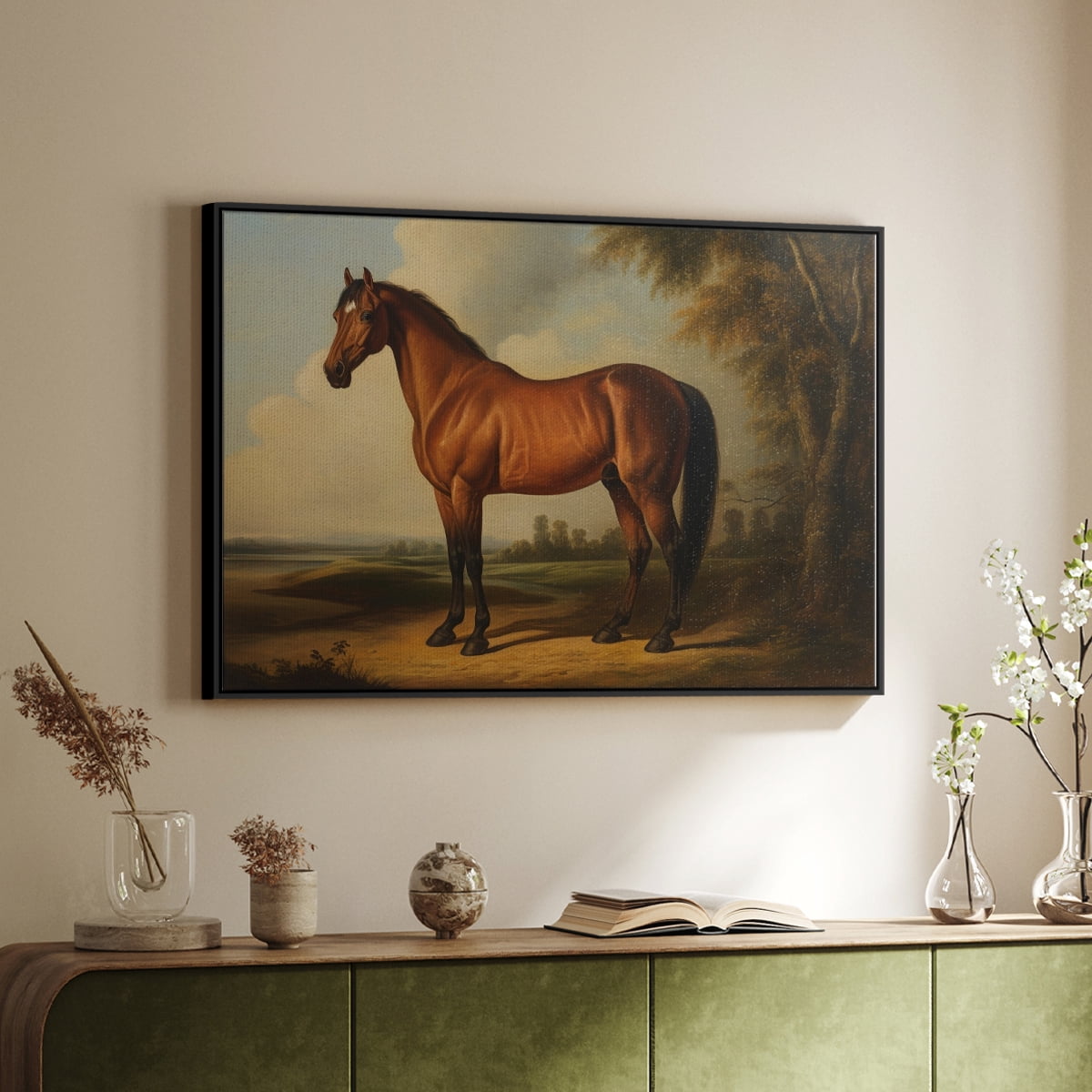 Vintage Animal Print-XI By Wexford Home Framed in Black Wood Gallery Wrapped Canvas 17 in. x 25 in.