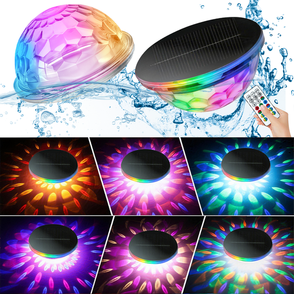Solar Floating Pool Lights, Rechargeable Pool Lights with Remote, LED Pool Decor Light for Inground, Above Ground Pools, Outdoor, Garden, Party - 2 PCS