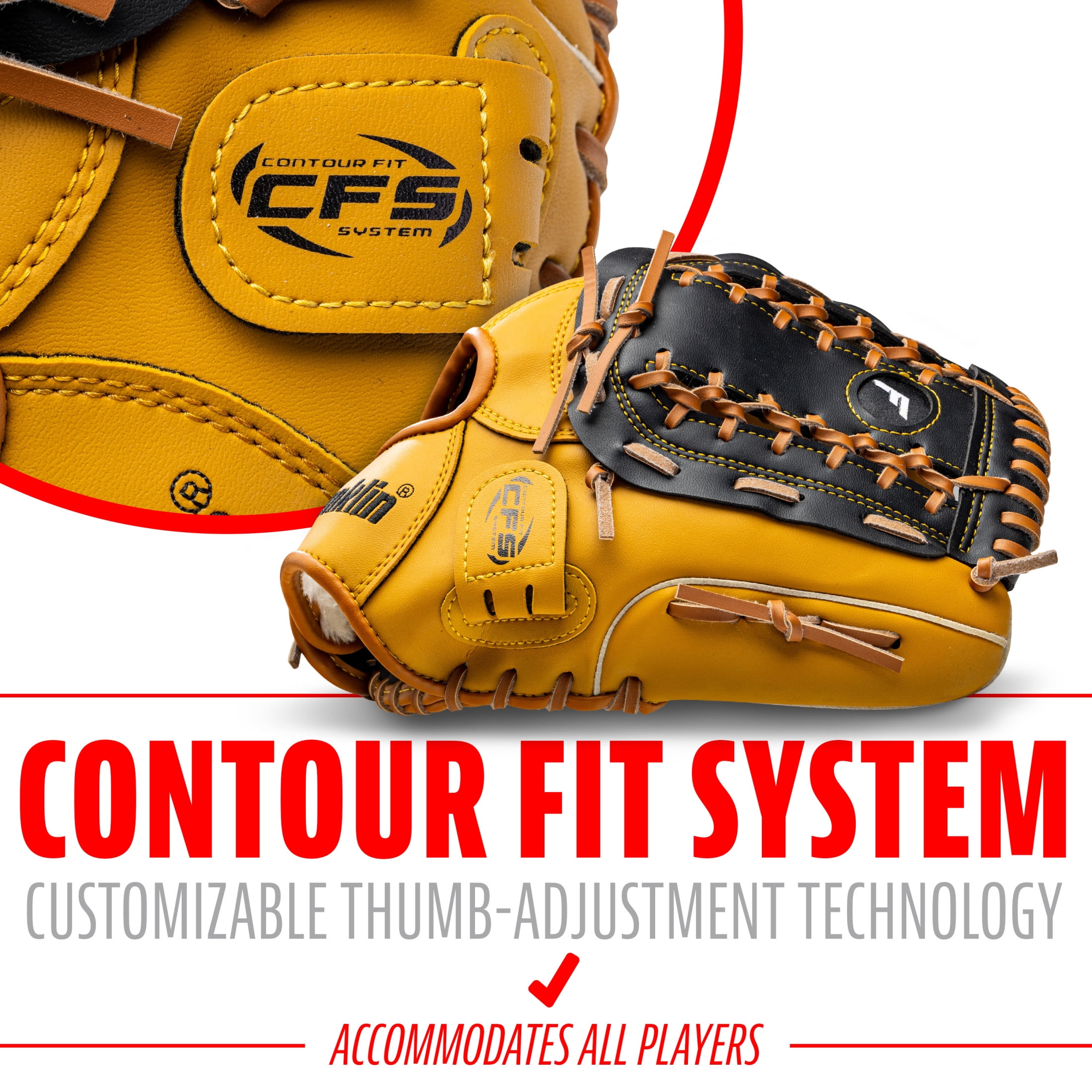 Franklin Sports Field Master Baseball + Softball Glove, 12 in, Black/Tan, Right Hand Throw