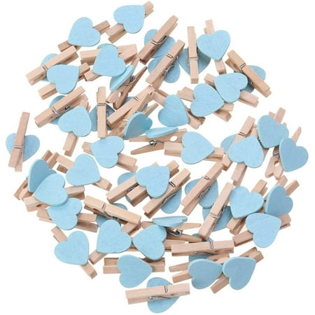 

50pcs Mini Wooden Clips Clothespins Crafts Clips with Hearts for Wedding Party Valentines Day Decoration