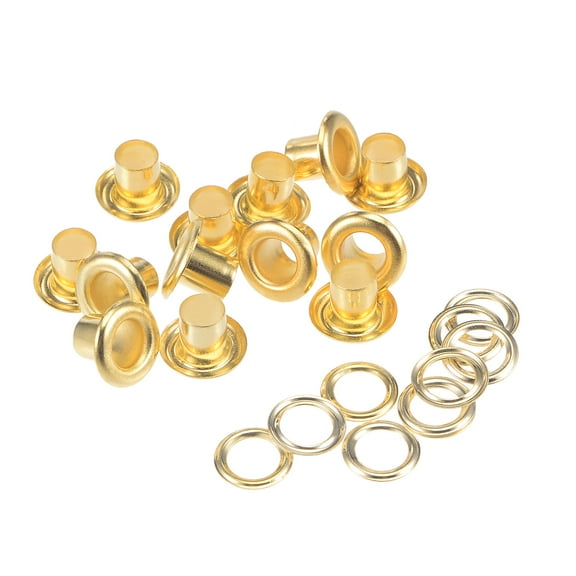 Uxcell 10 x 5 x 7mm Alloy Grommets Eyelets with Washers Brass Tone 200 Set