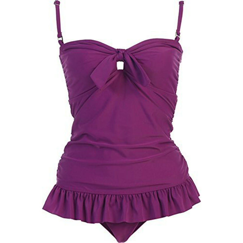 PacificPlex Solid Ruffle Tankini Swimsuit