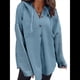 thumbnail image 3 of Sudadera Holgada de Larga para Mujer, Informal, con Botones y Capucha, con Bolsillo. Azul S, 3 of 7
