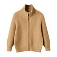 thumbnail image 6 of KAUOD Girls Ribbed Knit Coats Zip up Crochet Cardigan Jackets Teen Kids Plain Long Sleeve Breathable Sweater Clothes, 6 of 9