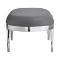 thumbnail image 5 of Issac Oval Bench Gray Leather PU  Upholstered Polished Legs, 5 of 8