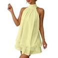 thumbnail image 3 of Chiffon Dresses for Women Halter Drop Waist Mini Dress Ruffle Wedding Guest Dress with Built-in Shorts Backless Flowy Summer Dresses for Club, Night Out and Holiday Brunch Outfits, 3 of 8