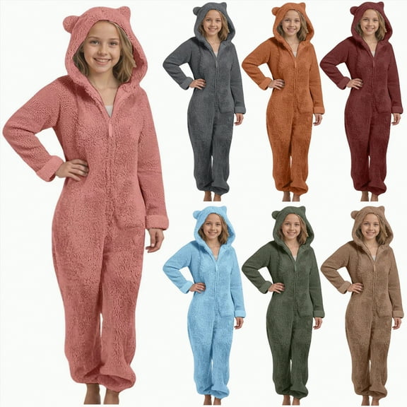 Towmus Girls Onesie Pajamas Fleece Jumpsuit, One-Piece, Sizes 2-13 Years