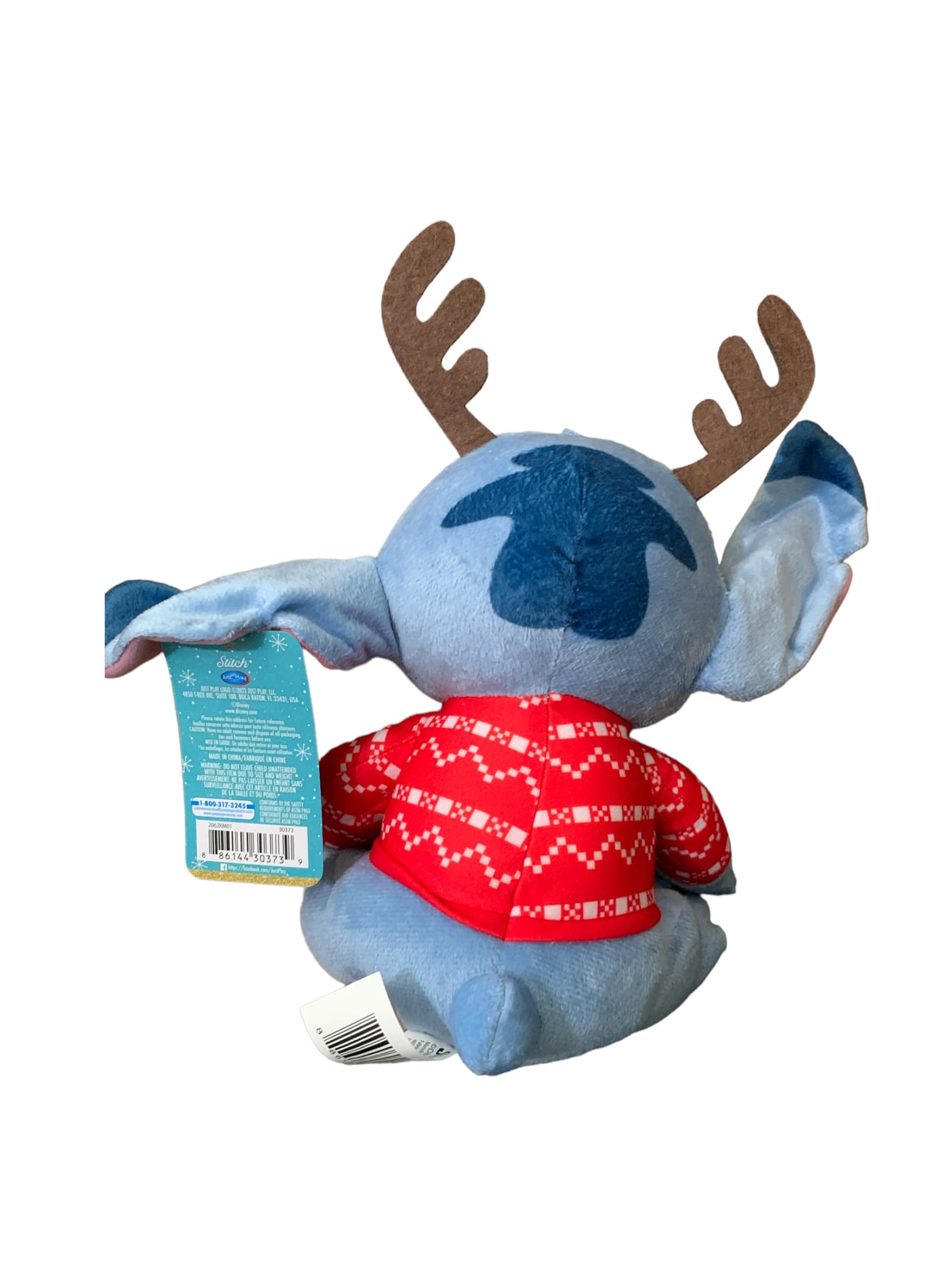 Disney Stitch Plush Stuffed Animal - Limited Edition - Winter Sweater & Antlers - 10.5 inch, Kids Unisex, Blue