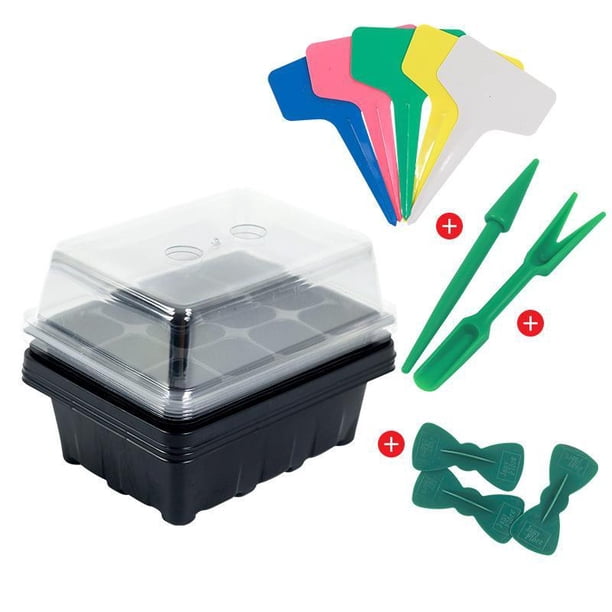 Bandejas De Inicio De Semillas Bandeja De Plántulas Bandeja De Siembra De 12 Celdas Con Tapa Humedad Ajustable Kit De Cultivo De Inicio De Plantas Yuarrent HA041593-00