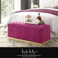 thumbnail image 1 of Nicole Miller Macheline Velvet Bench Intricate Woven Pattern Gold Stainless Steel Base, Fuchsia/Gold, 1 of 10