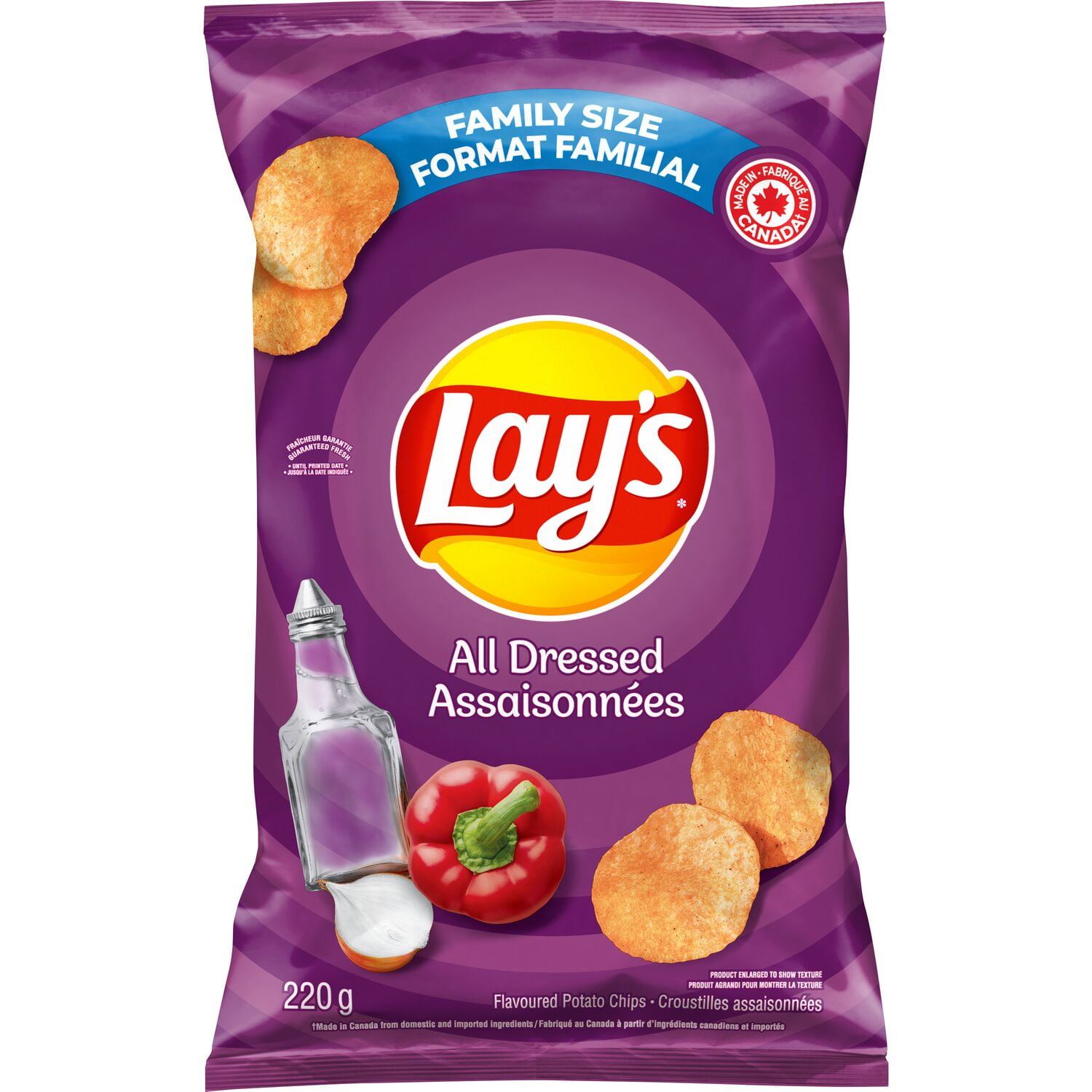 Lay's All Dressed flavoured Potato Chips, 220 g.