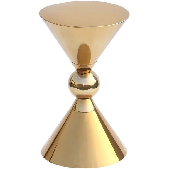 Meridian Furniture Malia Gold Metal Hourglass Shaped End Table