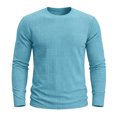 thumbnail image 2 of Kalauyu Mens Waffle Knit Textured Shirts Long Sleeve Round Neck Blouse Soft Stretch Casual Spring Fall Daily Wear Tunic Tops, 2 of 7