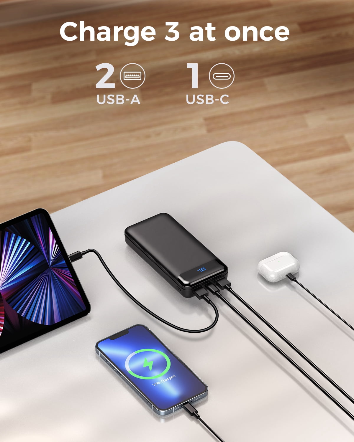 Tilnce 40000mAh Power Bank, 30W PD Fast Charging Portable Charger with LED Digital Display, High Capacity External Battery Pack for iPhone 17 16 15 Pro Max, Samsung Galaxy, iPad, Camping