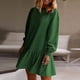 thumbnail image 2 of Vestido de manga larga para mujer 2025 Otoño - Minivestido tipo sudadera con cuello redondo y tejido de punto acanalado, 2 of 7