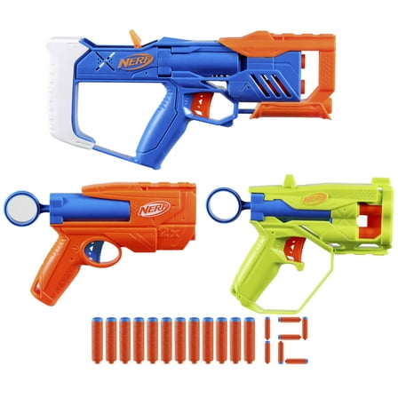 Nerf N Series Triple Action 3-Blaster Pack, 12 Nerf N1 Darts, Use Only with Nerf N Series, Ages 8 