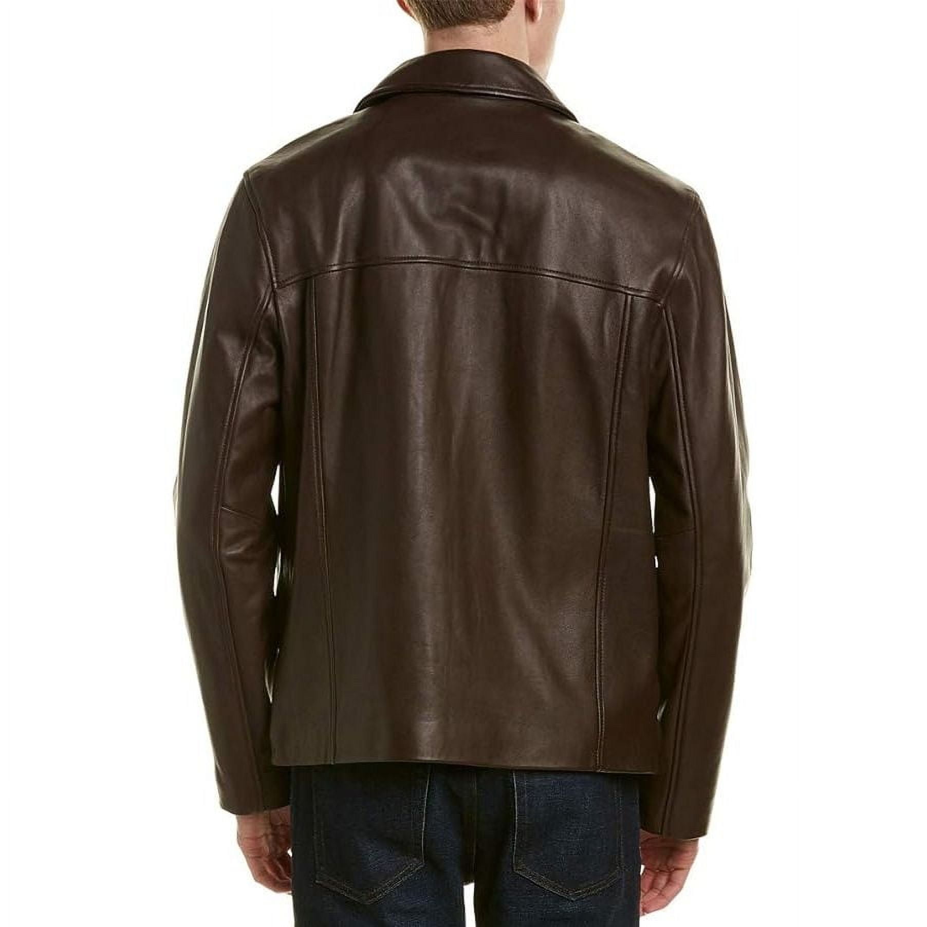 Cole Haan Men's Smooth Genuine Leather Collar Jacket (Java, L)