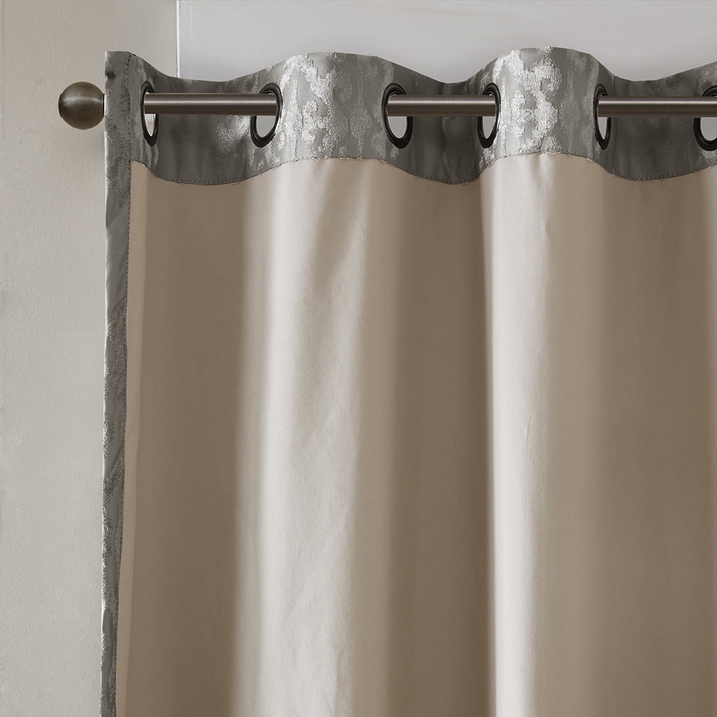 SunSmart Mirage Knitted Jacquard Damask Total Blackout Grommet Top Curtain Panel
