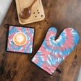 thumbnail image 5 of Colorful Tie Dye Pattern Kitchen Oven Mitt and Pot Holder Sets 2 Pcs for Baking, Cooking and Grilling, Heat Resistant Up To 392 °F, 5 of 7