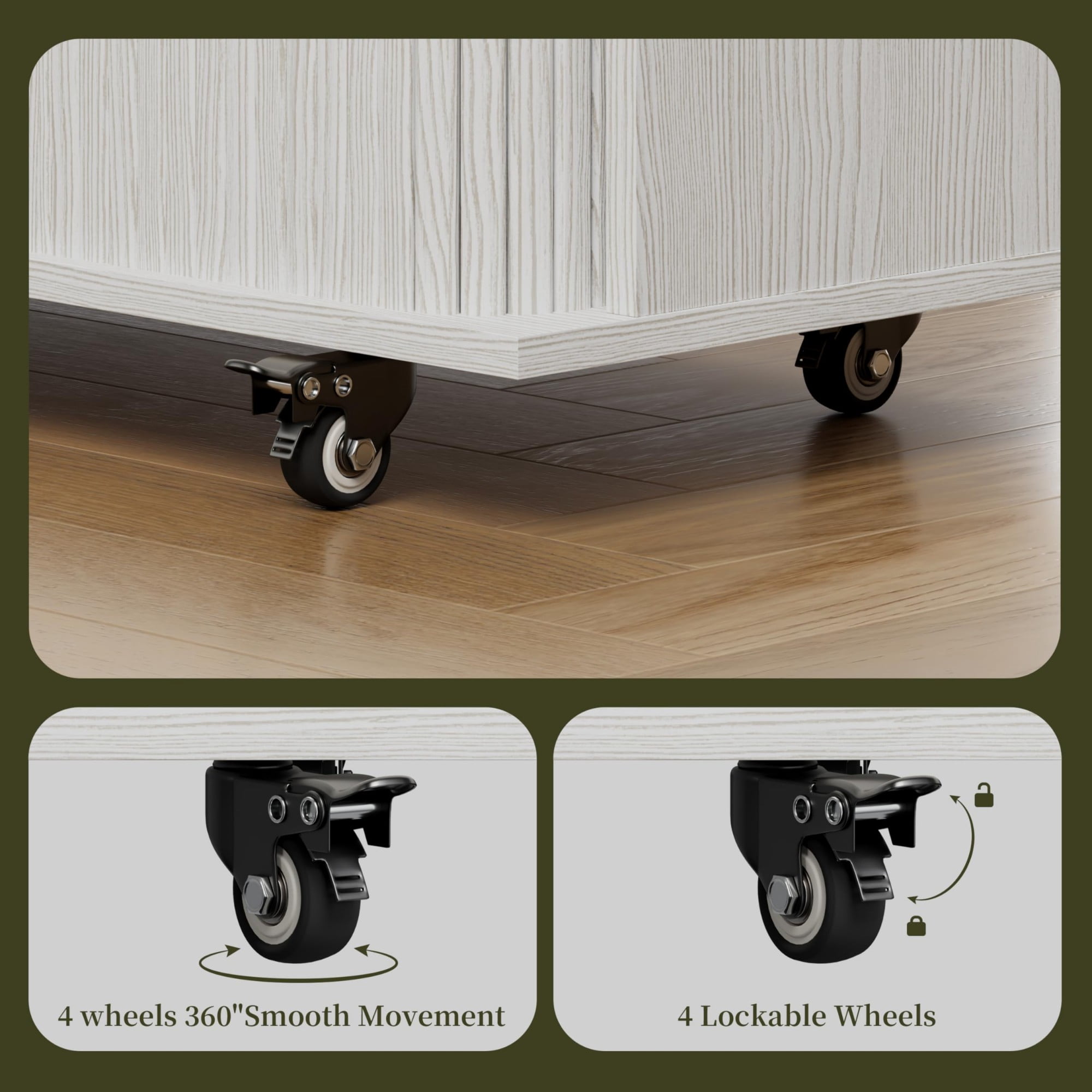 Rolling Kitchen Island Cart with Drop Leaf, Mobile Kitchen Cart on Wheels with Sliding Door, Drawer & Storage Rack, White