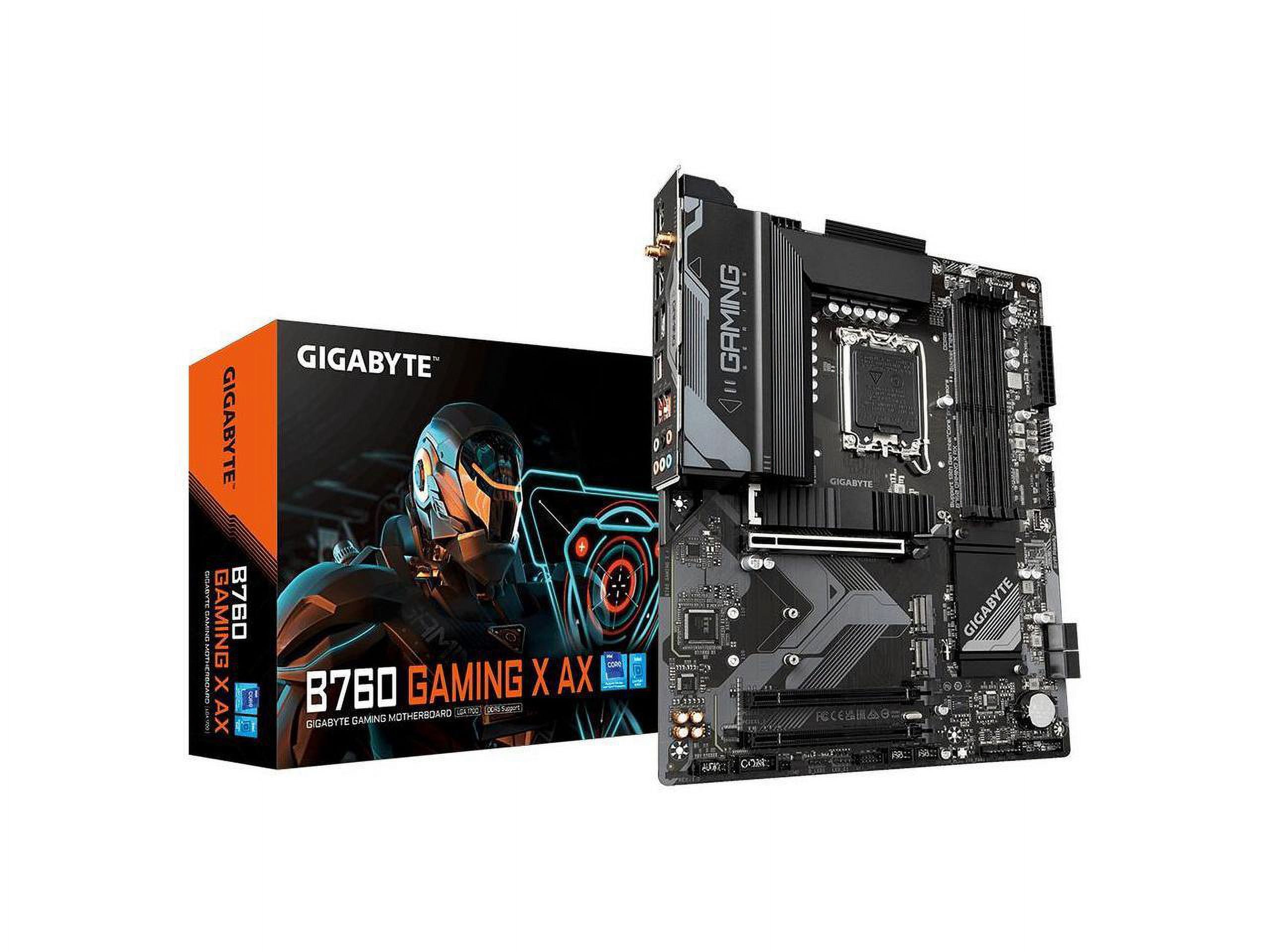 GIGABYTE B760 Gaming X AX Intel LGA 1700 ATX Motherboard, 4x DDR5 ~128GB, 3x PCI-E x16, 3x M.2, 4x SATA, 2x USB 3.2, 1x USB-C, 5x USB 2.0 : GIGABYTE B760M Gaming X AX DDR4 Intel LGA 1700 m-ATX