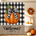 thumbnail image 5 of Orange Pumpkin Fall Shower Curtains for Bathroom, Welcome Thanksgiving Black Plaid Waterproof Fabric Shower Curtain, Decorative Bathroom Curtain for Bathtub, 72"x72", No Hooks Included, 5 of 9
