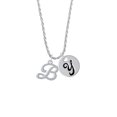 thumbnail image 2 of Delight Jewelry Silvertone Small Gelato Script Initial - B - Silvertone Script Initial Disc - Y - Charm Necklace, 20"+3", 2 of 4