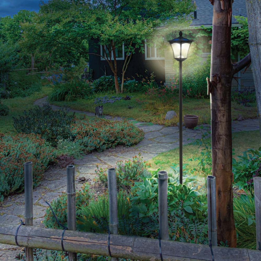 Home Zone Solar Powered Outdoor Post Lamp Light, 69" Tall Decorative Garden Landscape Post Lamp, 8 Hours Runtime, Adjustable Height, Dusk to Dawn