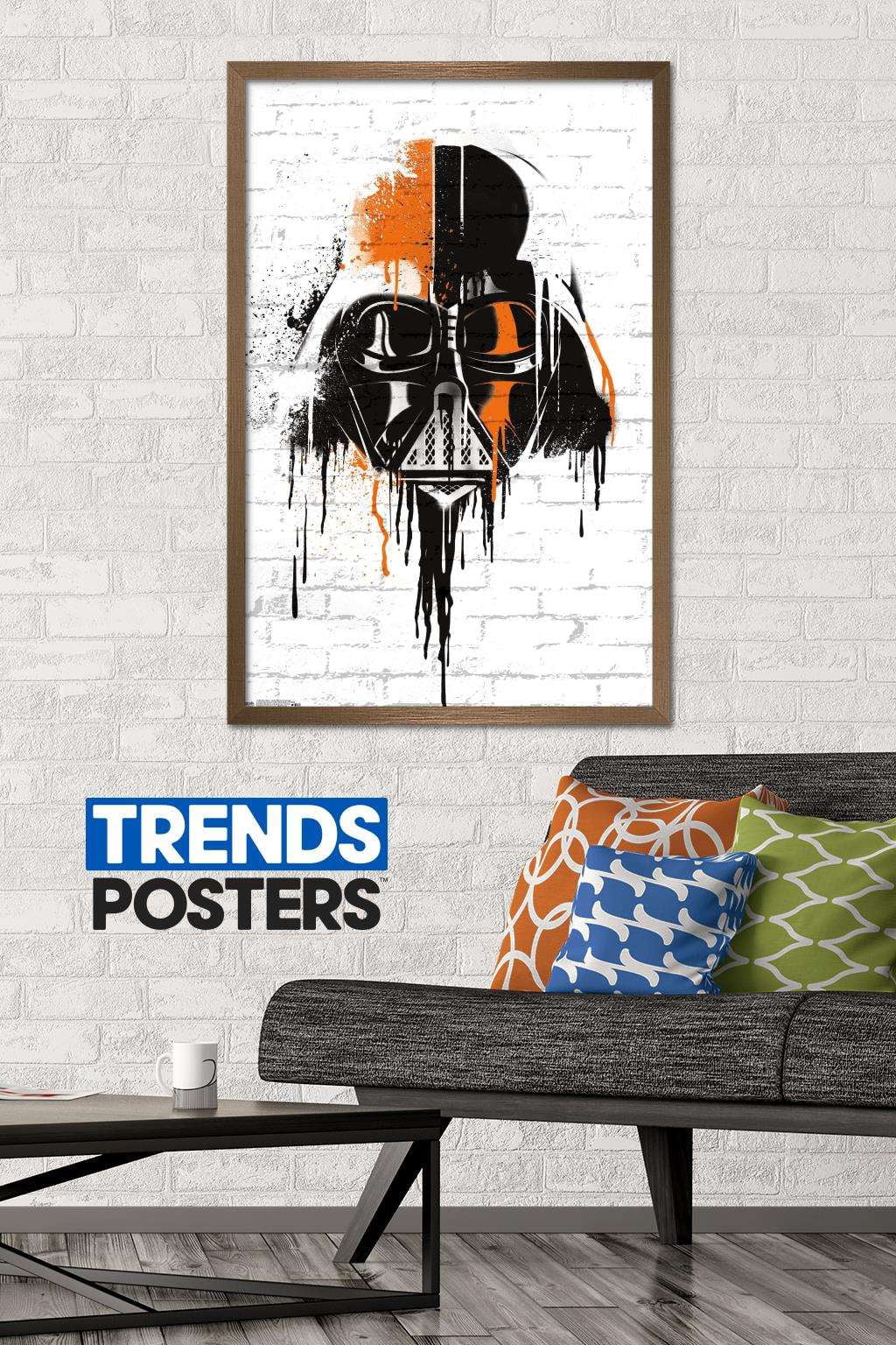 Star Wars: Saga - Vader Black And Orange Wall Poster, 22.375" x 34", Framed