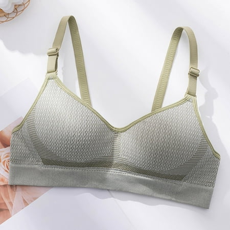 Must-Have Savings: Wireless Bras for Women  Sujetadores inalámbricos para mujer  Girls Bra Underwear Seamless With Cups Without Steel Rings Gathered Comfortable Bra SOPATENOR Green S
