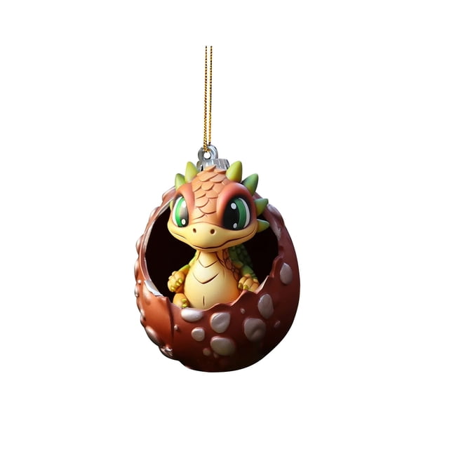 Hot6sl Ofertas de La Semana Pequeño Huevo de Dinosaurio, Decoración Navideña para El Hogar, Colgante Plano de Acrílico, Lindo Regalo de Año Nuevo para Bebé