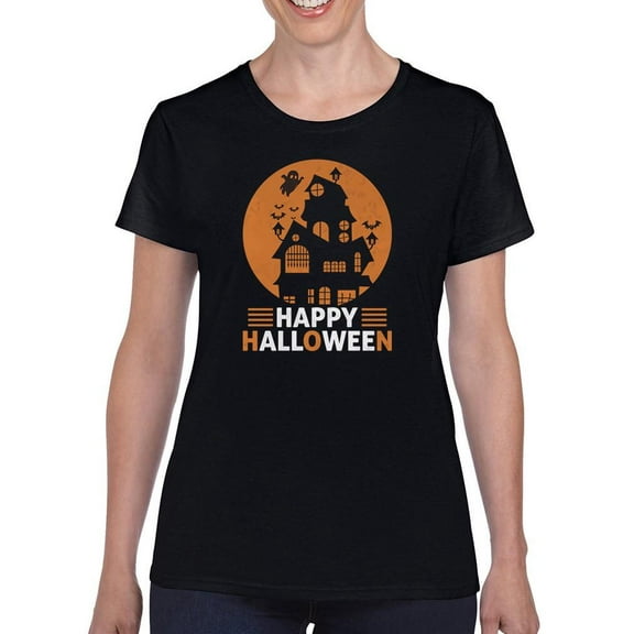 Happy Halloween. Spooky House T-Shirt Women -Image by Shutterstock, Female x-Large