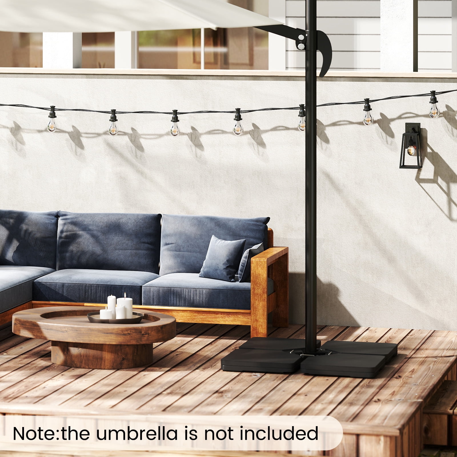 Topbuy 4 Pieces Offset Patio Umbrella Base 220 LBS Large Square Plastic Outdoor Umbrella Stand