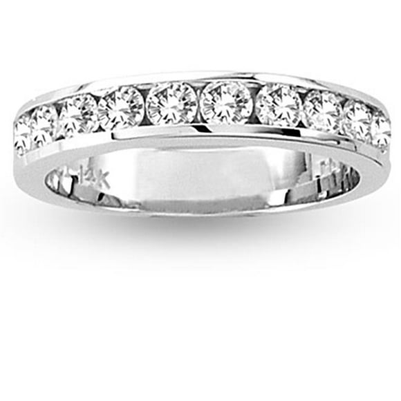 14K Gold Channel Set Wedding Ring or Anniversary Band with 0.75 CTTW 10 Stone Round Diamonds H-I SI Quality Bridal - Size 7