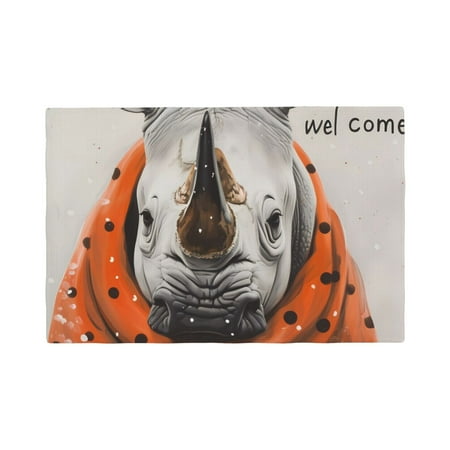 

Placemats Set of 4 Polka Dot Rhino Welcome Place mats for Dining Table Indoor/Outdoor Cute Heat Resistant Washable Table Mats(18 x 12 )